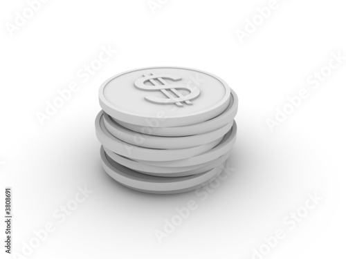 Pile of 3D coins - dollar