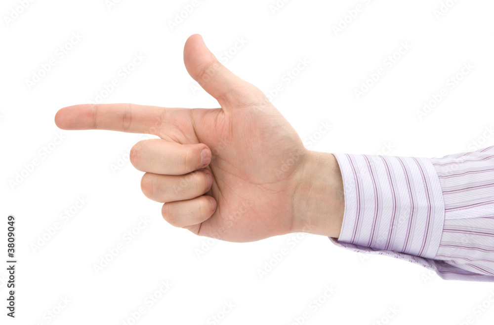 Man's pointing finger isolated on white Man's pointing finger isolated on white