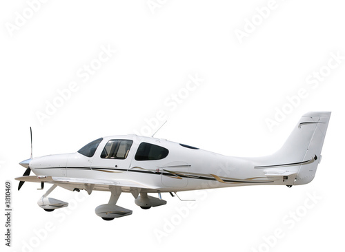 Isolated white prop plane
