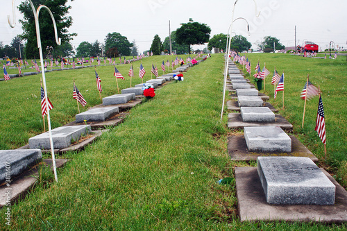 Rows of fallen heroes each with a honorary flag