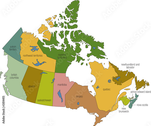 a full color map of canada with province names called out photo