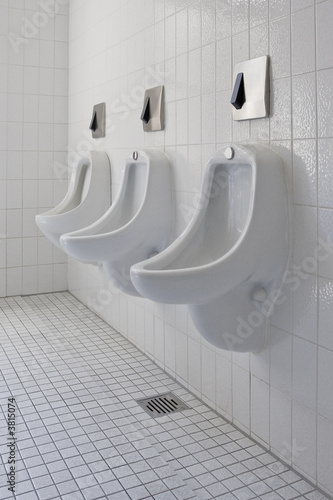 A row of urinals from the side photo