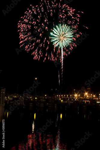 Firework water reflection background