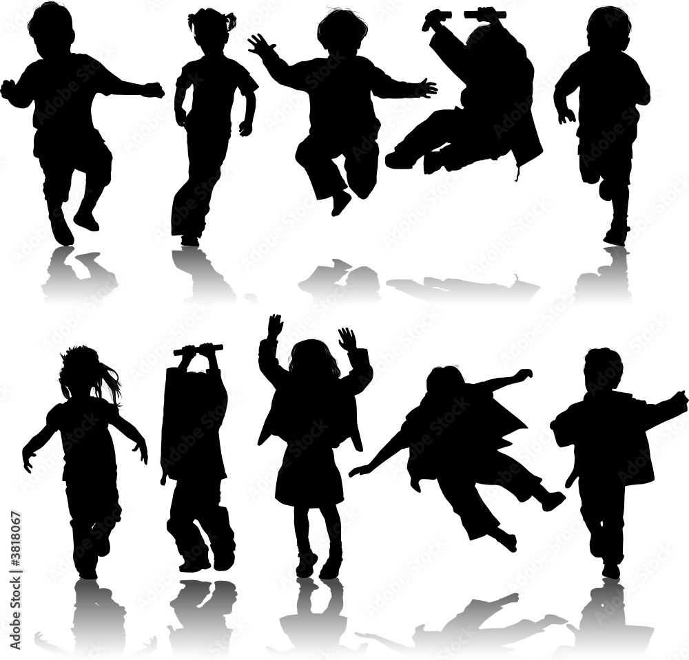 Vector silhouette girls and boys, illustration Stock Vector | Adobe Stock