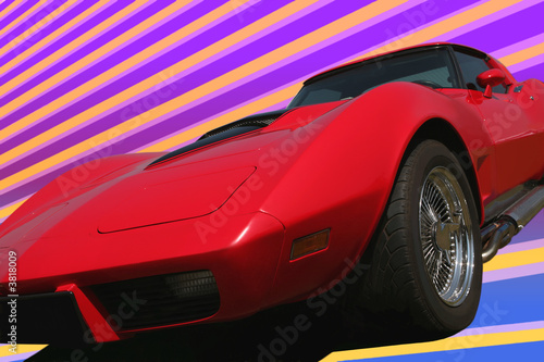 Red Sport Car in Pop-art Style