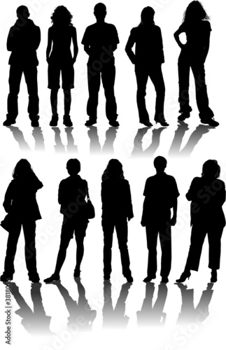 Vector silhouettes man and women, illustration photo