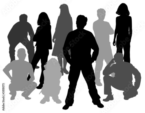 Vector silhouettes friends (man and women), illustration