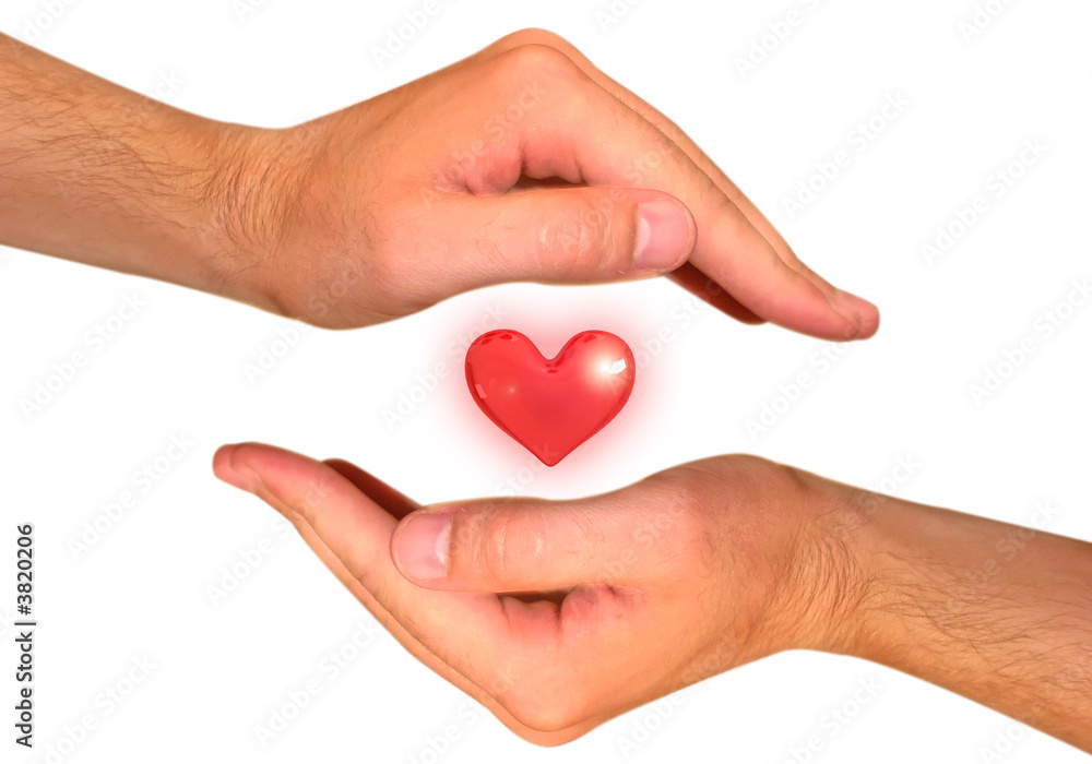 hands with heart isolated on white