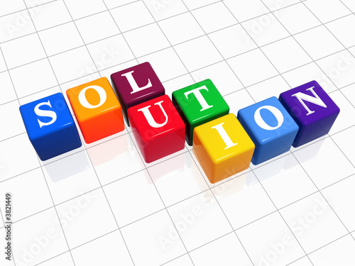 3d color boxes with text - solution