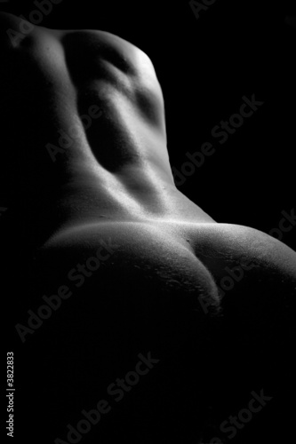 man's nude body b/w photo