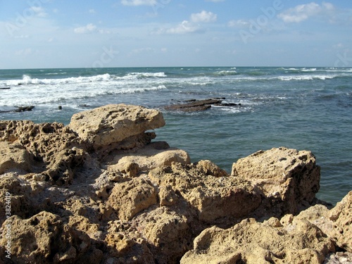 sea clouds stones