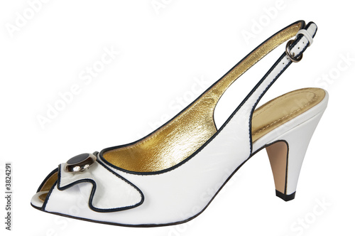 White female shoes on a white background