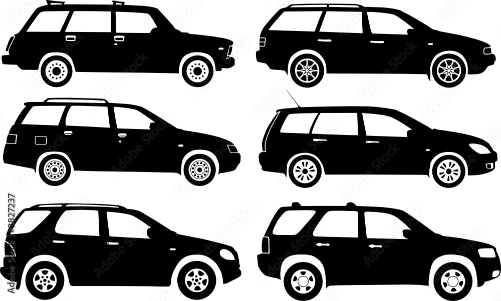 Silhouette cars, vector illustration