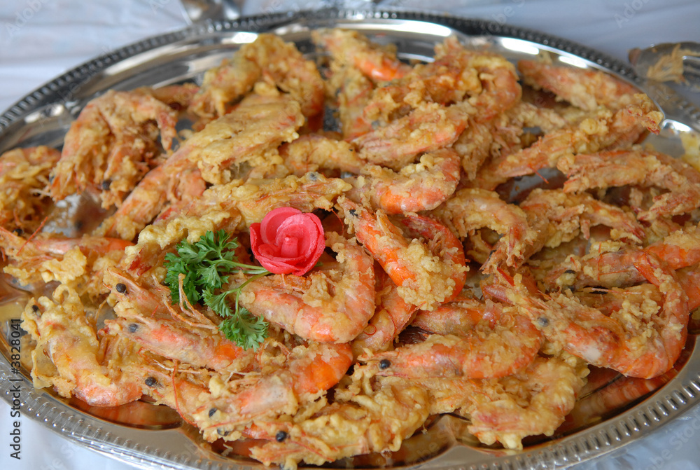 fried prawns on the plate fried prawns on the plate