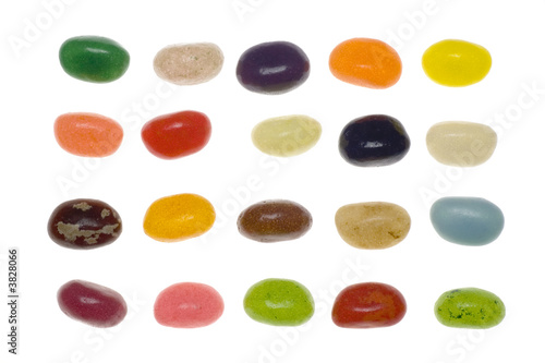Photos Different flavors of jelly beans isolated on white background..
