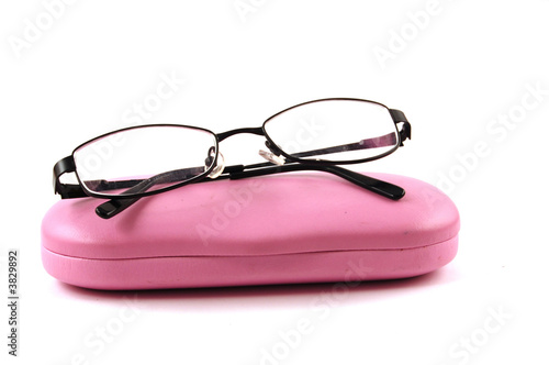 glasses on a pink glassesetui photo