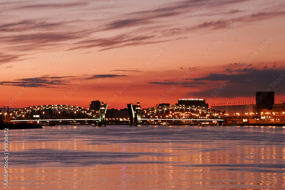 beautiful town St. Peterburg in night lights beautiful town St. Peterburg in night lights