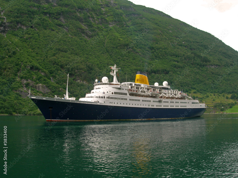 Cruise ship in Geiranger Fjord