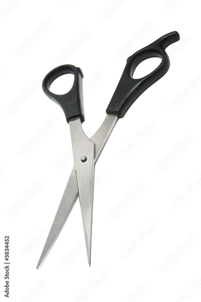 New and modern scissors on a white background New and modern scissors on a white background