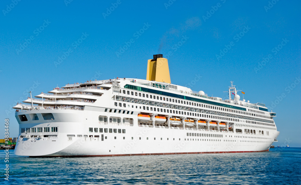Cruise ship leaving Las Palmas in Spain