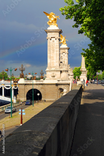 Fragment of Alexader the Third bridge in Paris, France. photo