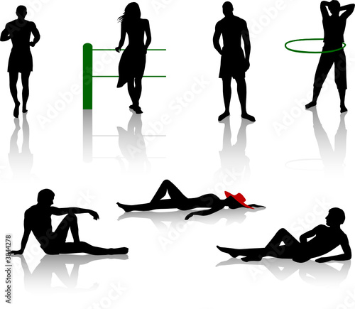 Silhouettes of people on the beach-1
