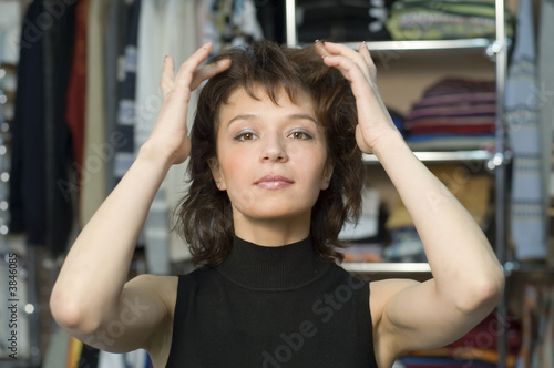 Woman touching to her hair