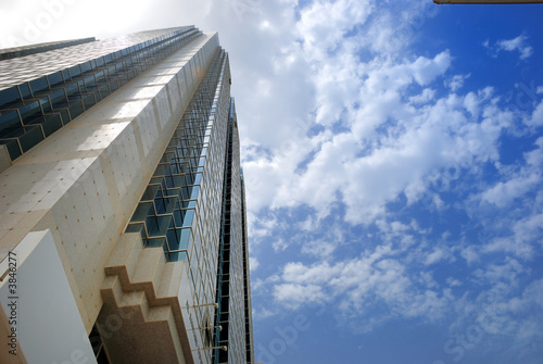 Building with deep blue sky