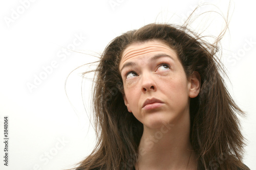 Obraz na plátně Girl with long hair flying in the wind