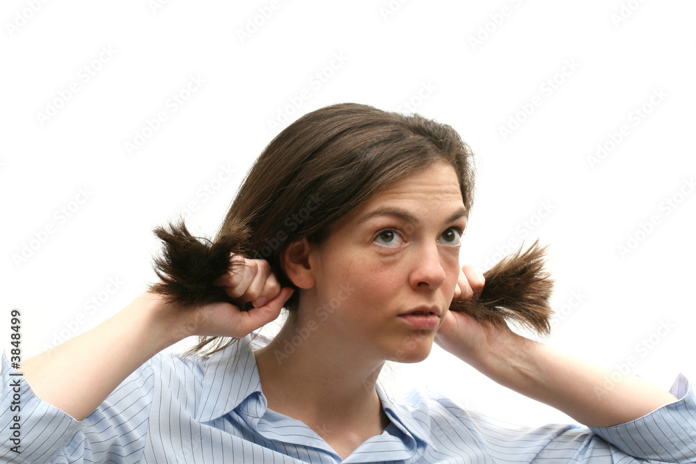 Fototapeta premium Young woman isolated over white background