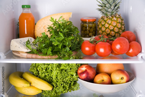 different kind of food in the brandnew fridge