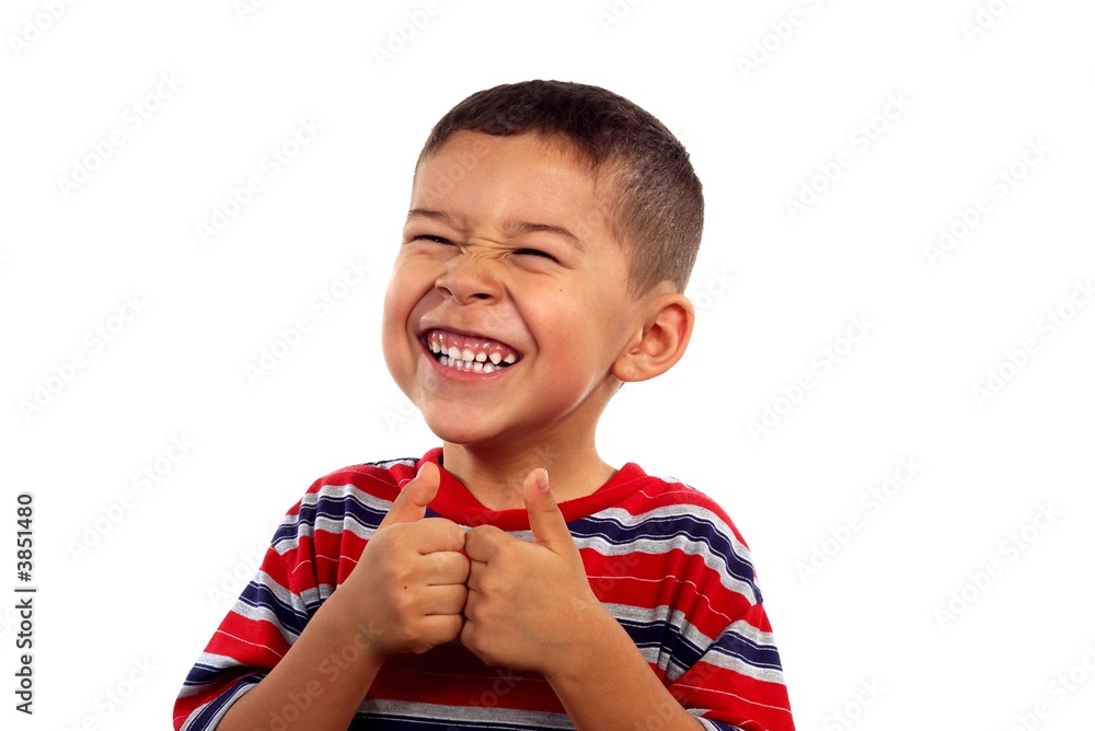 Boy giving thumbs up and funny smile Stock Photo | Adobe Stock
