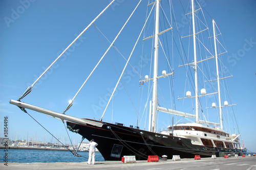 Luxurious boat for private relax on the sea with sails