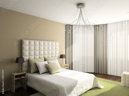 Modern interior. 3D render. Bedroom. Exclusive design.