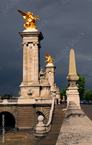 Fragment of Alexader the Third bridge in Paris, France. photo