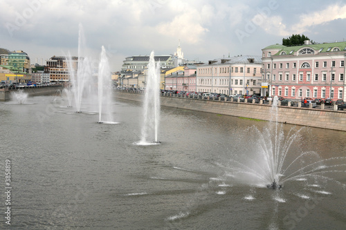Moscow, Town Landscape, Evening Type on Fountains