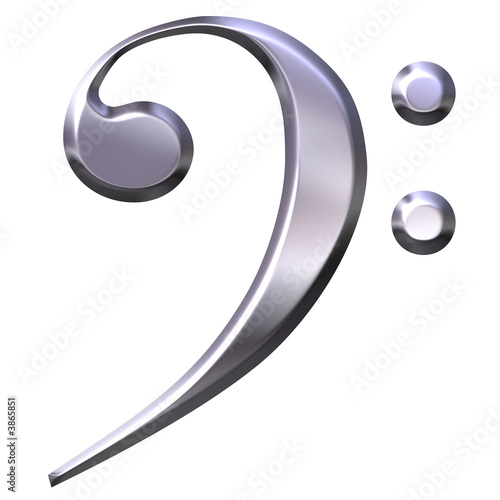 3D Silver Bass Clef photo