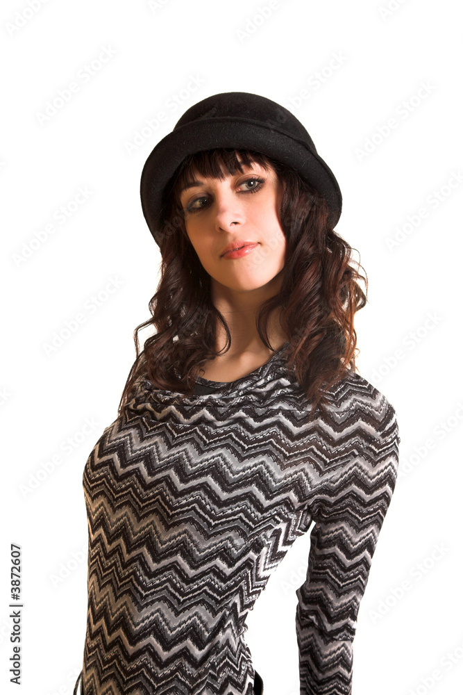 young beauty woman in the black hat young beauty woman in the black hat
