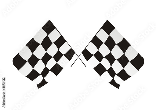 A crossed pair of checkered racing flags photo