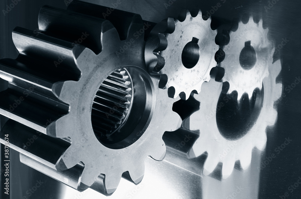 gear mechanism in titanium blue tone gear mechanism in titanium blue tone