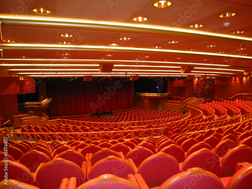 Auditorium interior in red colors