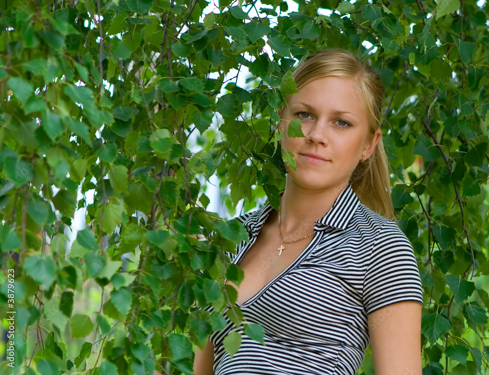 Girl about birches in the summer Girl about birches in the summer