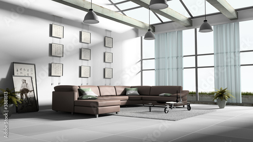 Home interior 3D rendering
