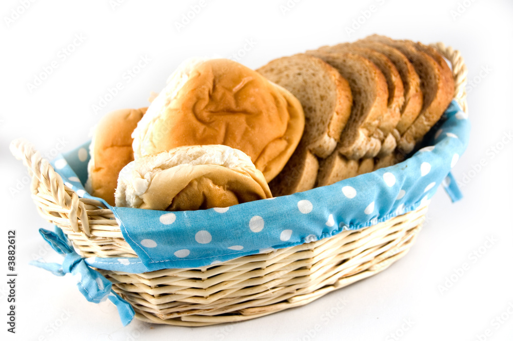 blue basket with brown bread blue basket with brown bread
