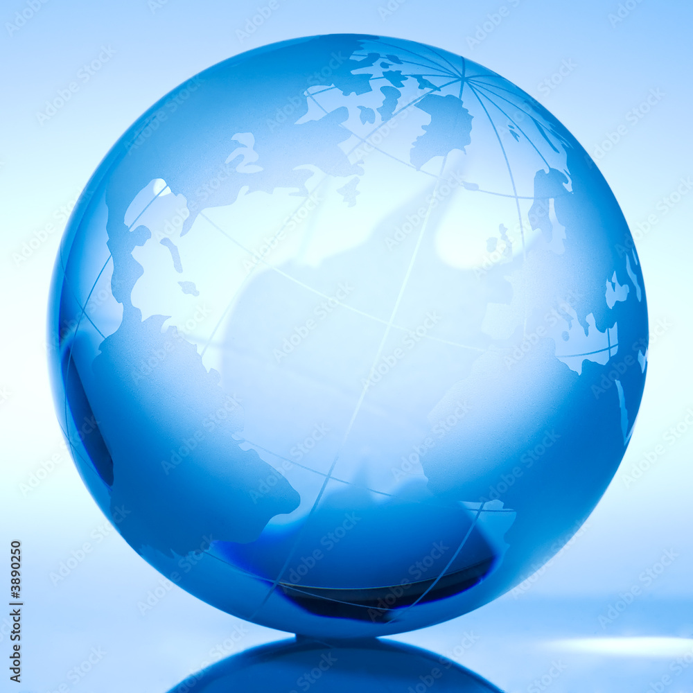 Fototapeta premium Blue globe with backlit light