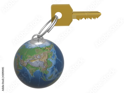 Key from the world. 3D object.