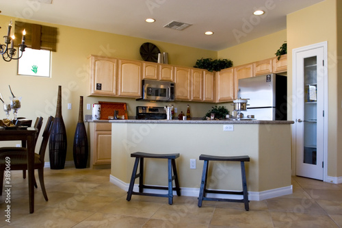 Modern kitchen and dining table