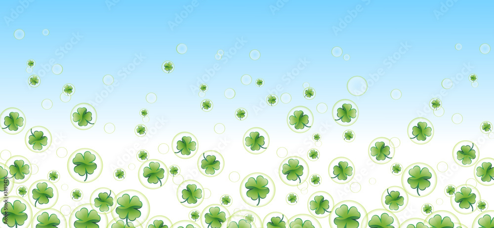 more four-leafed clover in bubbles with blue background more four-leafed clover in bubbles with blue background