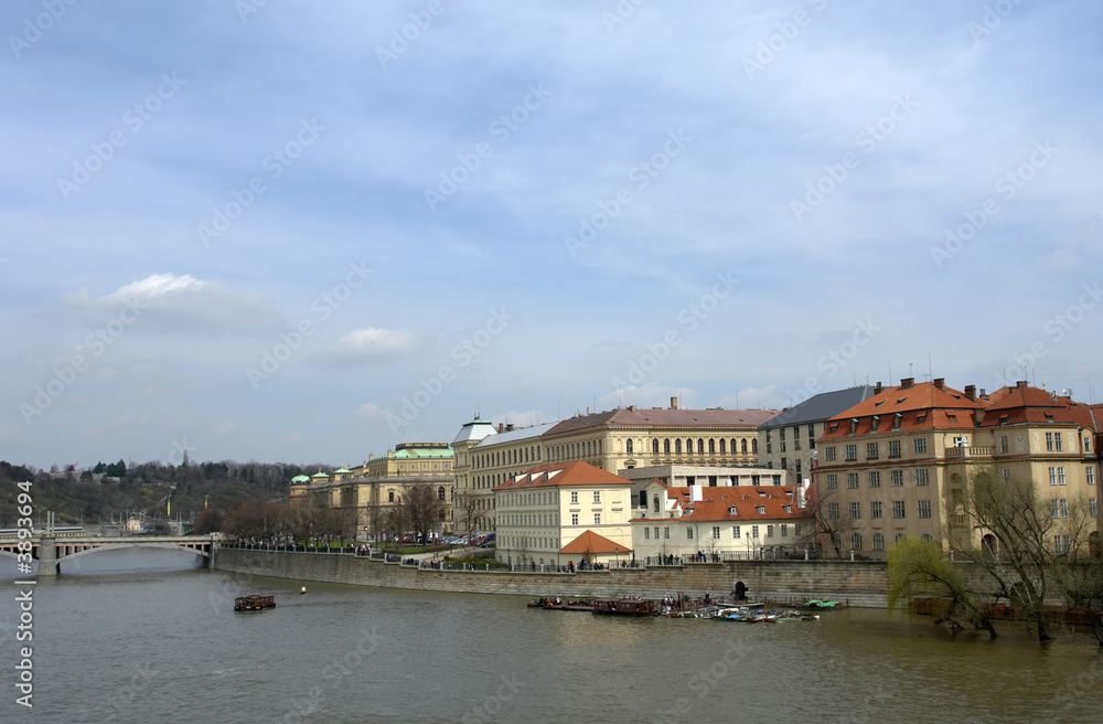 prague old town, view of the river vltava