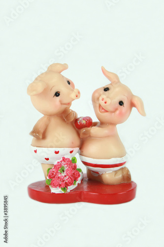 romantic piglets on valentine's day